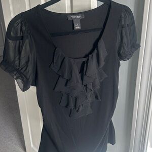 White House Black Market Black Ruffle Blouse